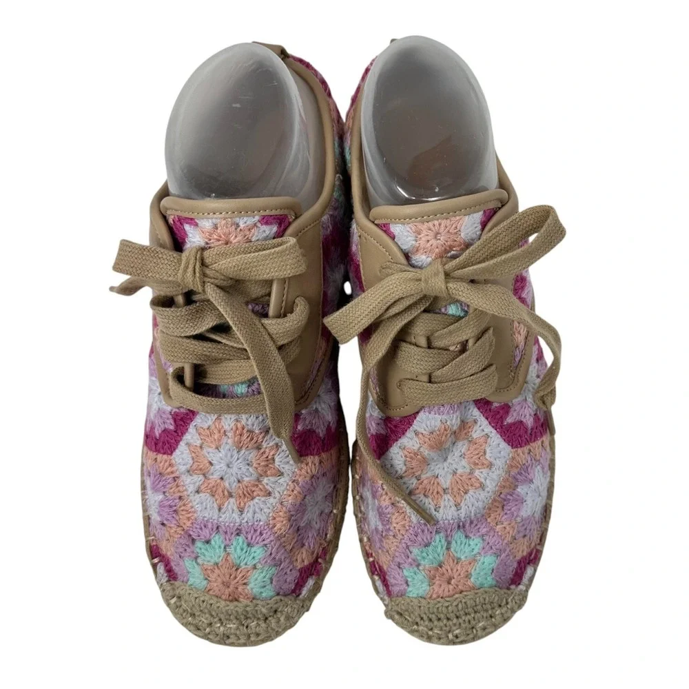 Espadrille Sneakers Womens Size 8M Pink Crochet Cottagecore Boho Whimsical Fairy